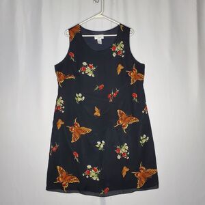 Studio C 90s Empire Mini Dress 16W Tie Butterfly Floral Chiffon Overlay Fairy